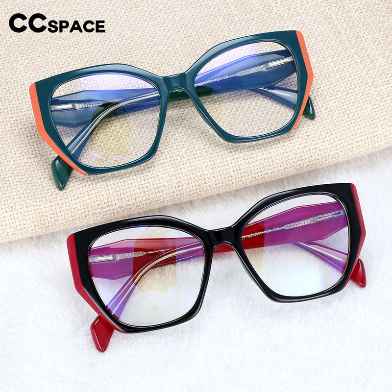 CCspace Women's Full Rim Oversized Square Tr 90 Titanium Frame Eyeglasses 54397 Full Rim CCspace   