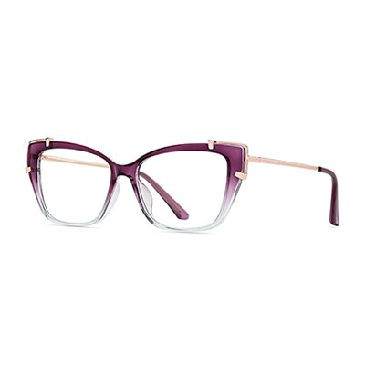 Ralferty Women's Full Rim Square Cat Eye Tr 90 Acetate Eyeglasses D876 Full Rim Ralferty China C509 Purple 