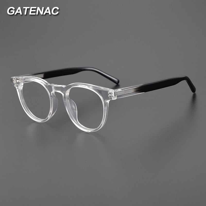 Gatenac Unisex Full Rim Round Acetate Eyeglasses Gxyj1030 Full Rim Gatenac   