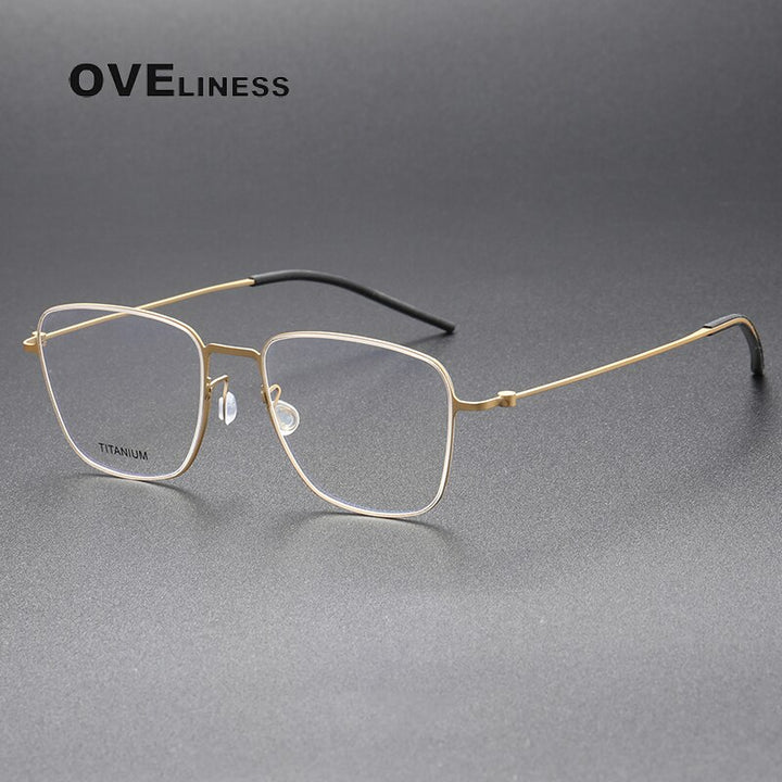 Oveliness Unisex Full Rim Square Titanium Eyeglasses 5506 Full Rim Oveliness gold  