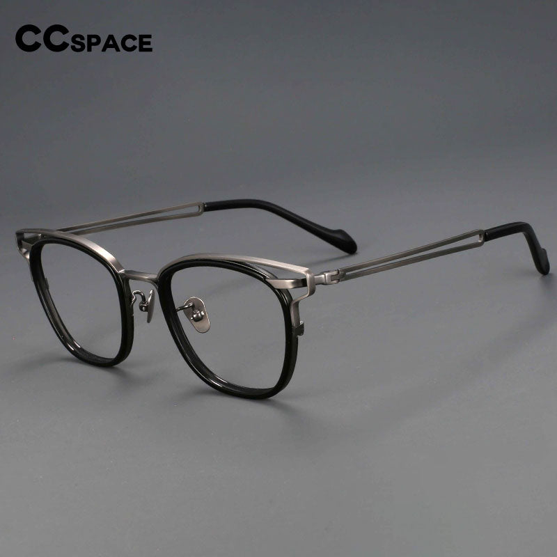 CCspace Unisex Full Rim Square Titanium Acetate Eyeglasses 55227 Full Rim CCspace   