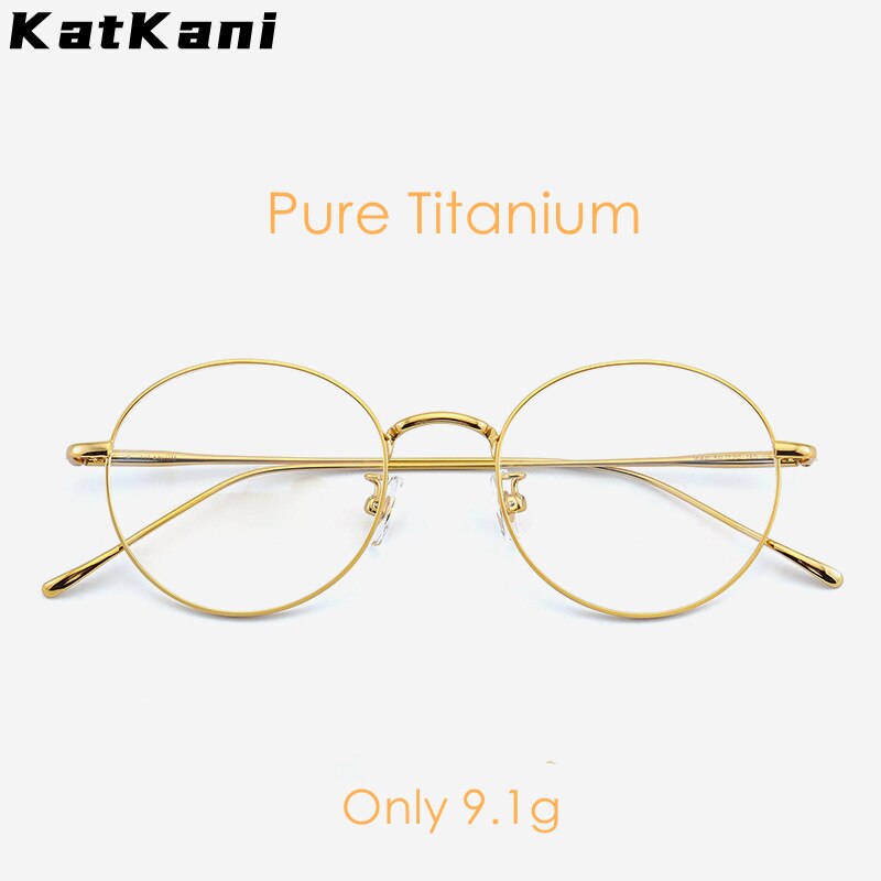 Katkani Unisex Full Rim Round Titanium Eyeglasses K3216 Full Rim KatKani Eyeglasses   