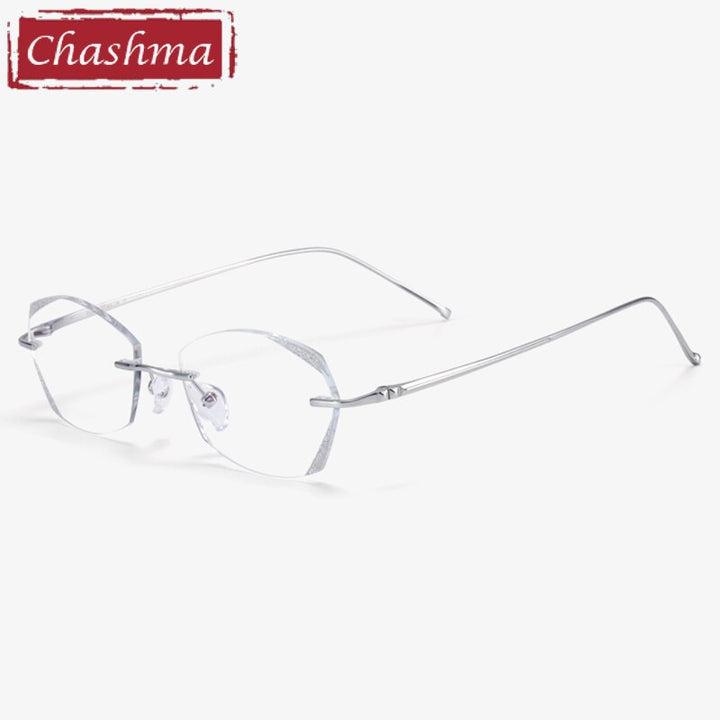 Chashma Unisex Rimless Diamond Cut Titanium Frame Custom Lens Eyeglasses 3306 Rimless Chashma Shape B  