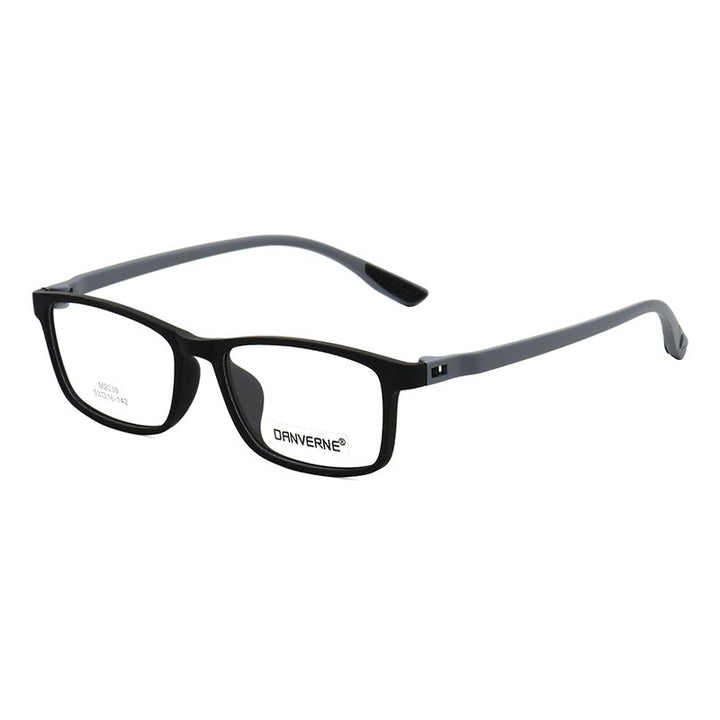 Zirosat Unisex Full Rim Square Ultem Frame Eyeglasses M2039 Full Rim Zirosat black-grey  