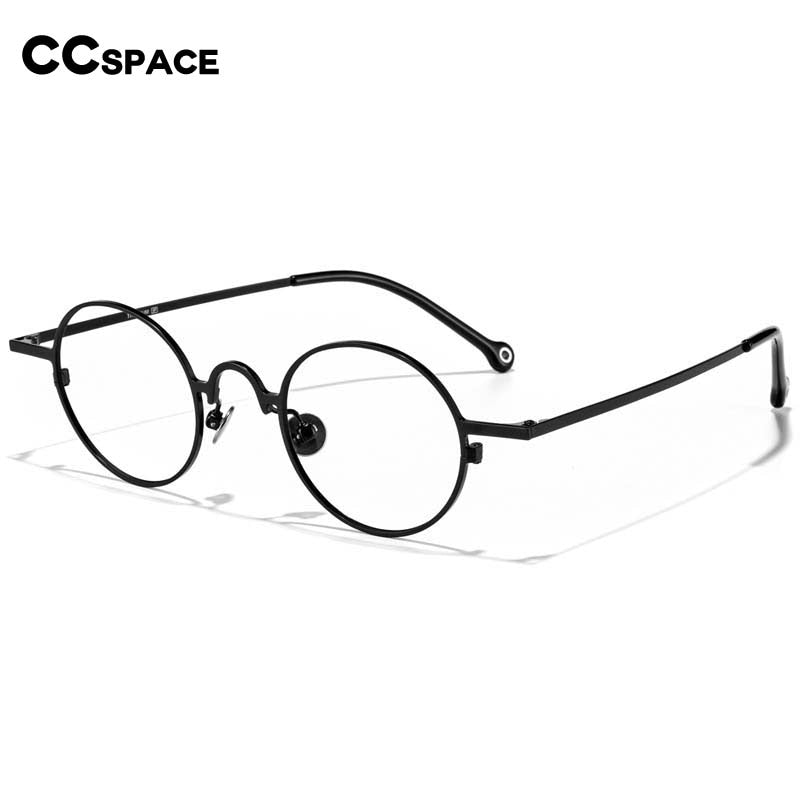 CCSpace Unisex Full Rim Round Titanium Alloy Eyeglasses 54909 Full Rim CCspace   