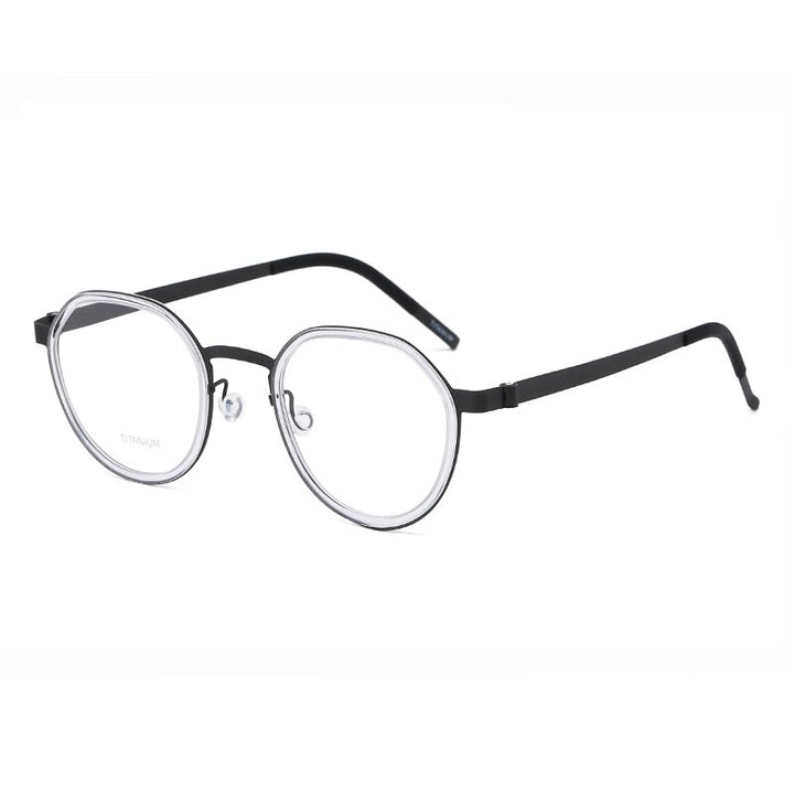 Zirosat Unisex Full Rim Irregular Round Titanium Acetate Eyeglasses 9759 Full Rim Zirosat transparent  