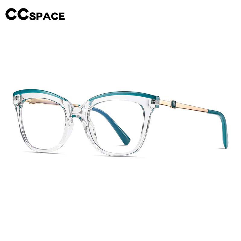 CCspace Women's Full Rim Square Cat Eye Tr 90 Titanium Eyeglasses 54047 Full Rim CCspace   