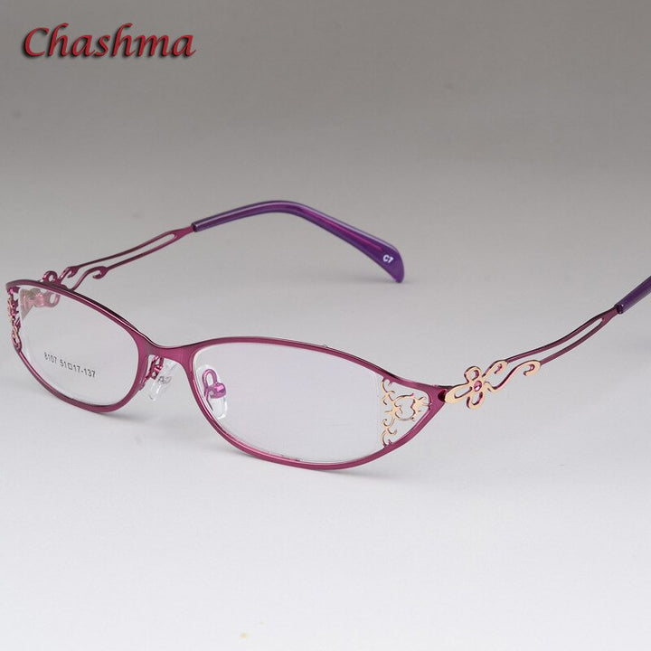 Chashma Women's Full Rim Cat Eye Stainless Steel Frame Eyeglasses 8107 Full Rim Chashma Purple  