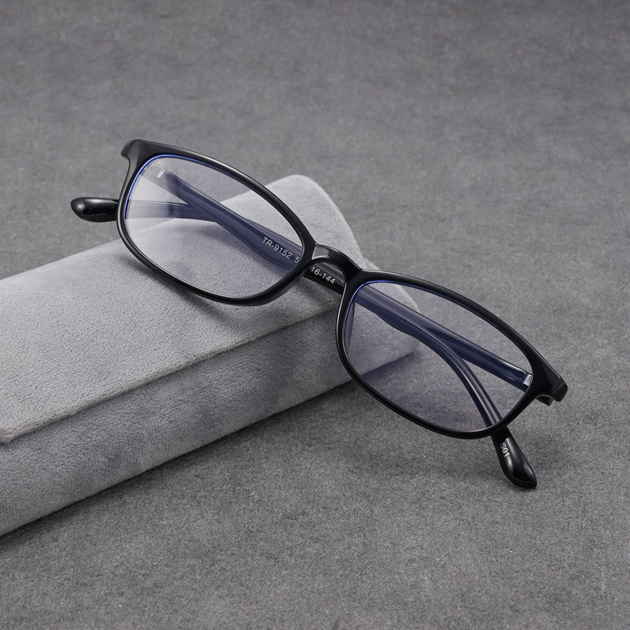 Cubojue Unisex Full Rim Square Tr 90 Titanium Myopic Reading Glasses Reading Glasses Cubojue no function lens 0 Black 