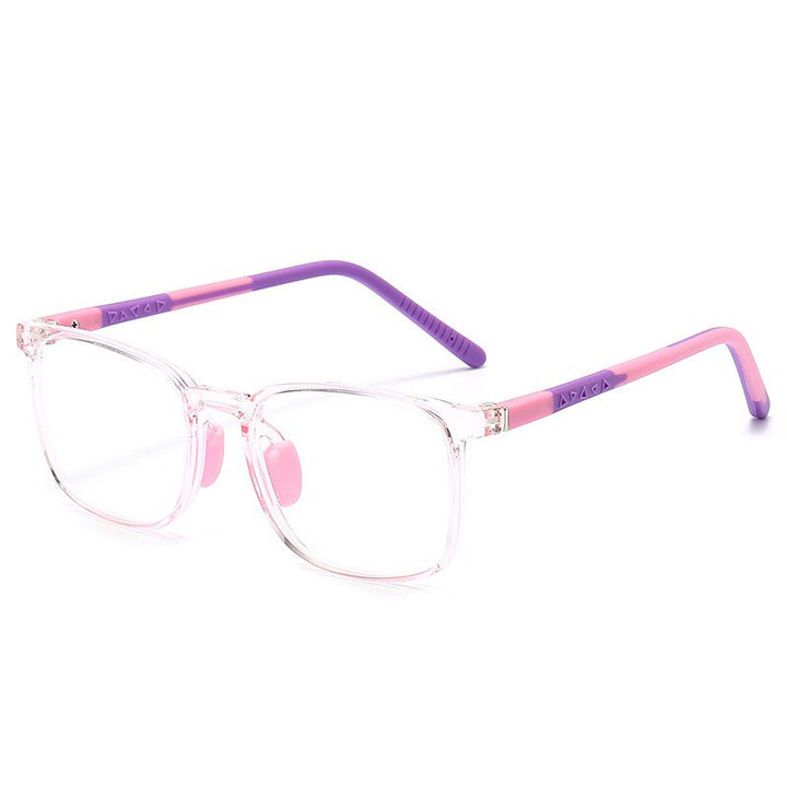 CCSpace Unisex Youth Full Rim Square Silicone Eyeglasses 54671 Full Rim CCspace Pink purple China 