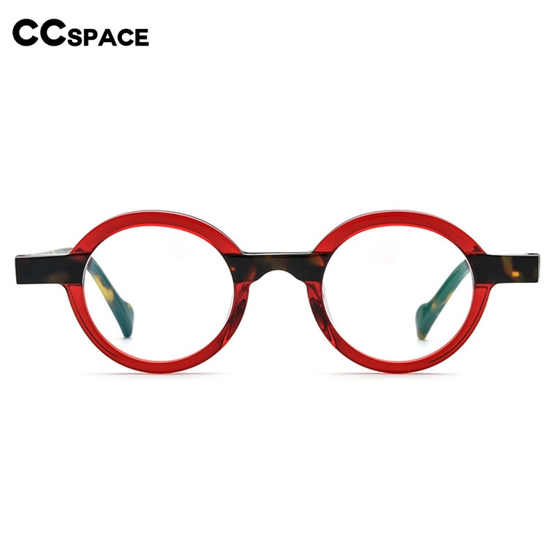 CCSpace Unisex Full Rim Round Acetate Eyeglasses 55101 Full Rim CCspace   