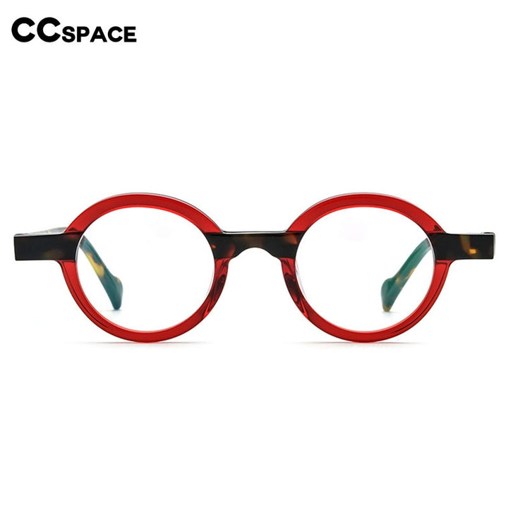 CCspace Unisex Full Rim Round Acetate Eyeglasses 55101 Full Rim CCspace   