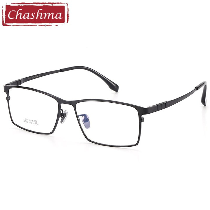 Chashma Ottica Men's Full Rim Oversized Square Titanium Eyeglasses 2060 Full Rim Chashma Ottica Black  
