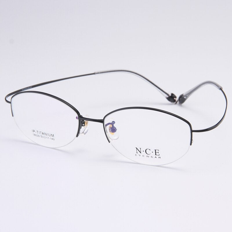 Bclear Women's Semi Rim Titanium Oval Eyeglasses Sc18029 Semi Rim Bclear black  