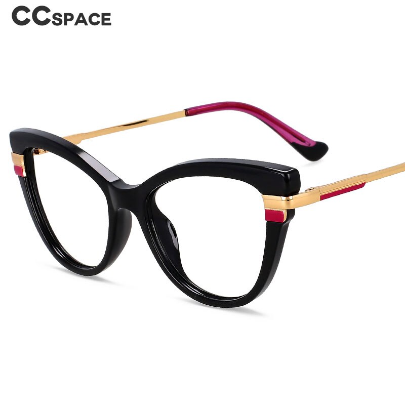 CCspace Women's Full Rim Square Cat Eye Tr 90 Titanium Eyeglasses 55706 Full Rim CCspace   