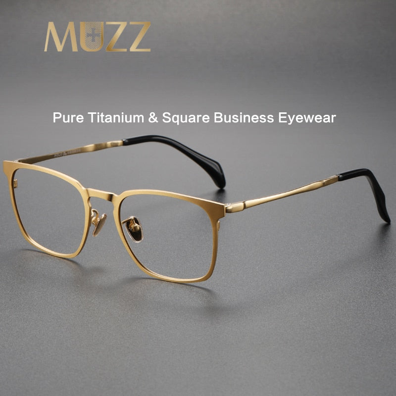 Muzz Men's Full Rim Square Titanium Eyeglasses 18008 Full Rim Muzz   