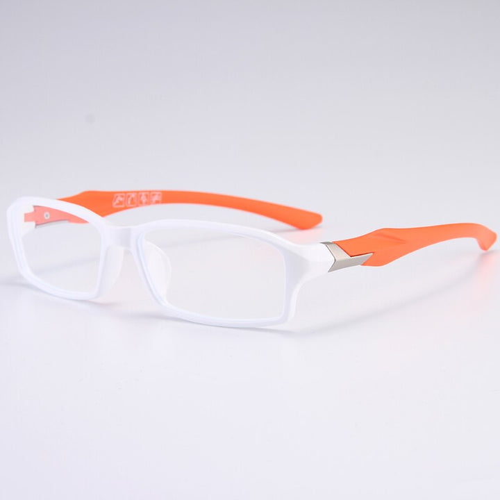 Bclear Men's Full Rim Rectangle Tr 90 Titanium Sport Eyeglasses My6059 Full Rim Bclear White Orange  
