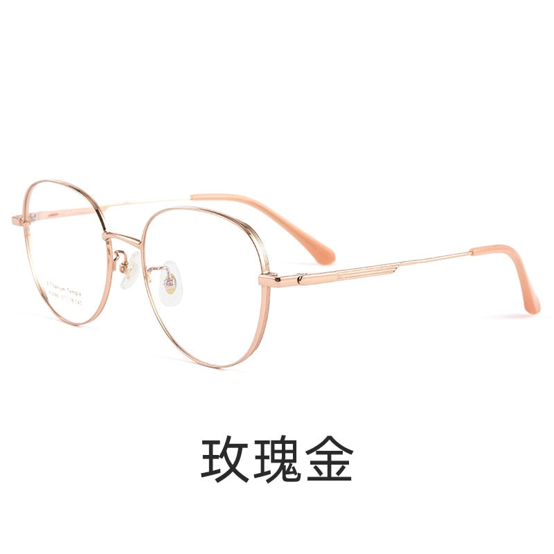 Handoer Men's Full Rim Round Square Titanium Eyeglasses K5066bsf Full Rim Handoer RoseGold  