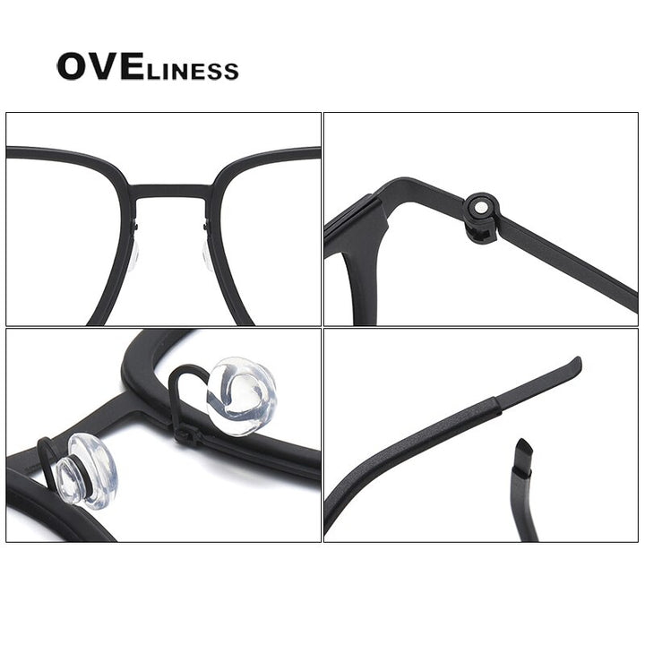 Oveliness Unisex Full Rim Square Screwless Acetate Titanium Eyeglasses 9749 Full Rim Oveliness   