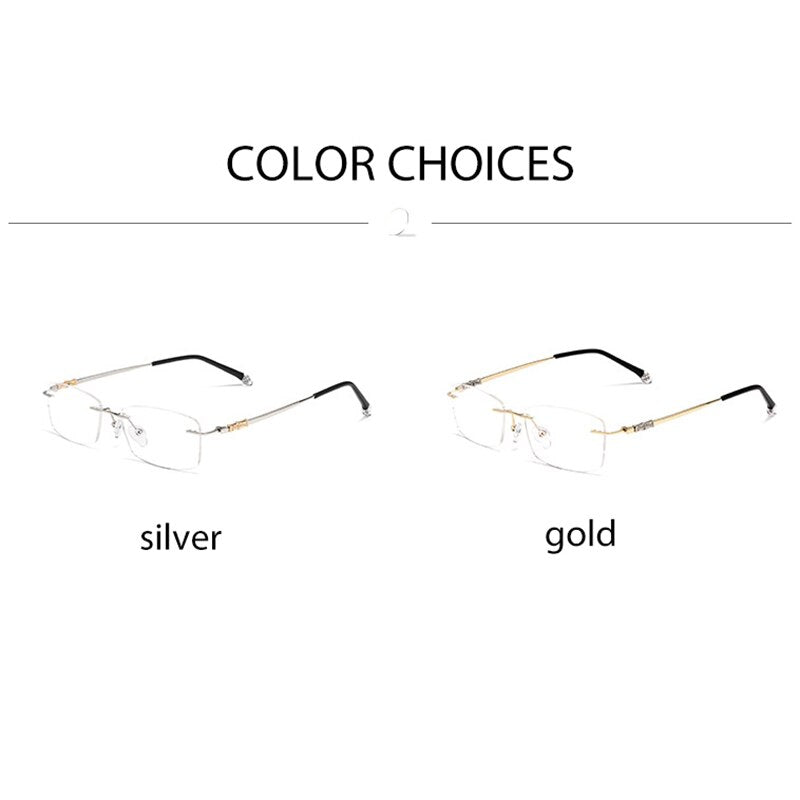 Handoer Men's Rimless Customized Lens Shape Alloy Eyeglasses 98607wk Rimless Handoer   