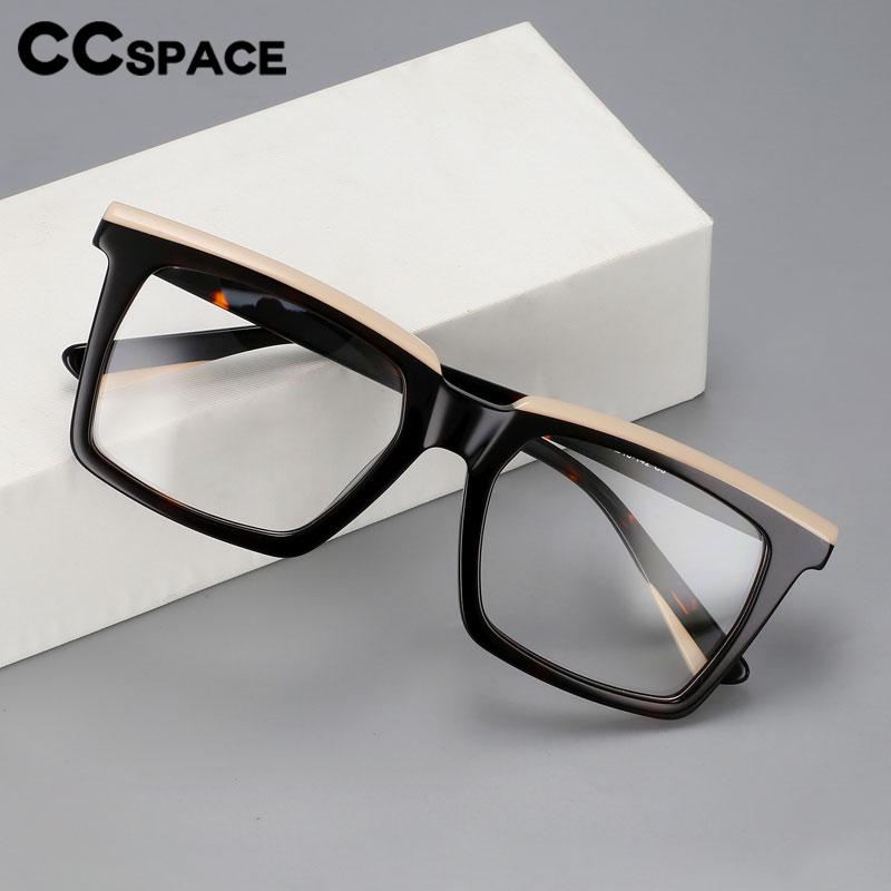 CCspace Unisex Full Rim Flat Top Square Acetate Eyeglasses 56551 Full Rim CCspace   