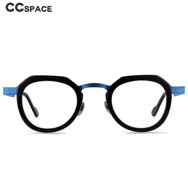 CCspace Unisex Irregular Round Titanium Eyeglasses 54633 Full Rim CCspace   