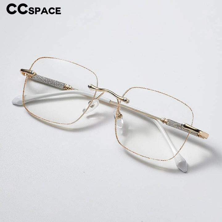 CCSpace Unisex Rimless Square Alloy Hyperopic Reading Glasses 55738 Reading Glasses CCspace   