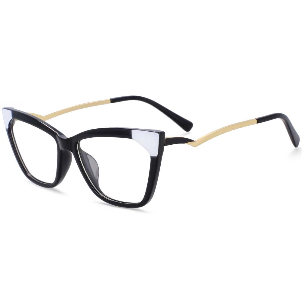 CCspace Women's Full Rim Square Cat Eye Resin Frame Eyeglasses 54127 Full Rim CCspace CN black 