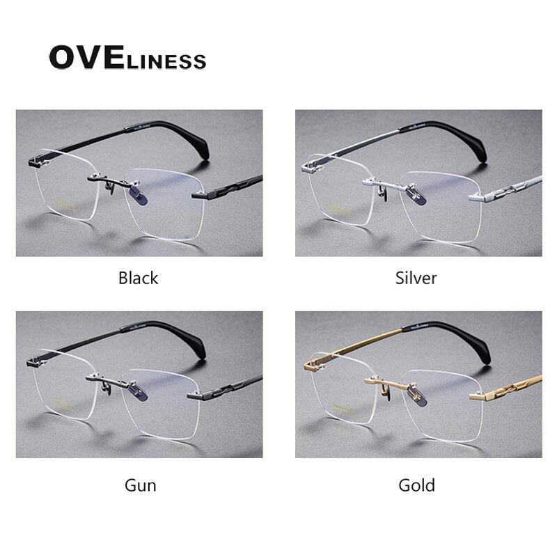 Oveliness Unisex Rimless Square Oval Titanium Eyeglasses 80843 Rimless Oveliness   