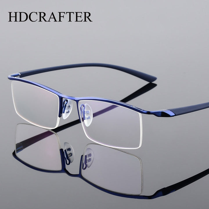 Hdcrafter Men's Semi Rim Square Titanium Eyeglasses P8190 Semi Rim Hdcrafter Eyeglasses   