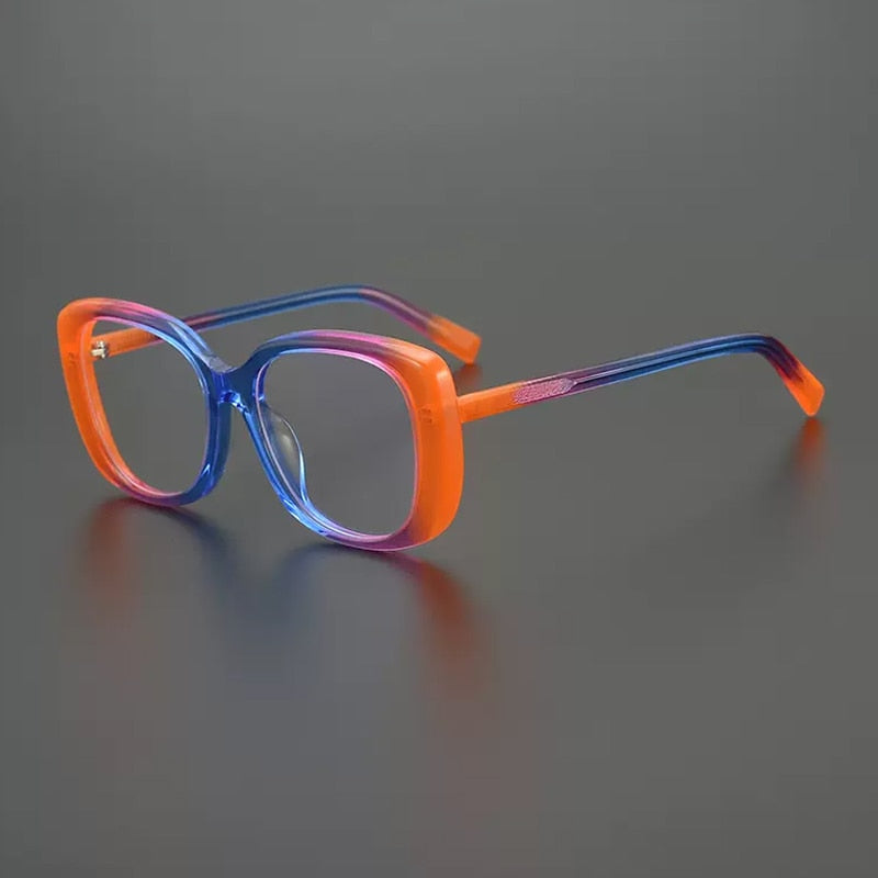 Gatenac Unisex Full Rim Square Cat Eye Acetate Eyeglasses Gxyj981 Full Rim Gatenac Blue Orange  