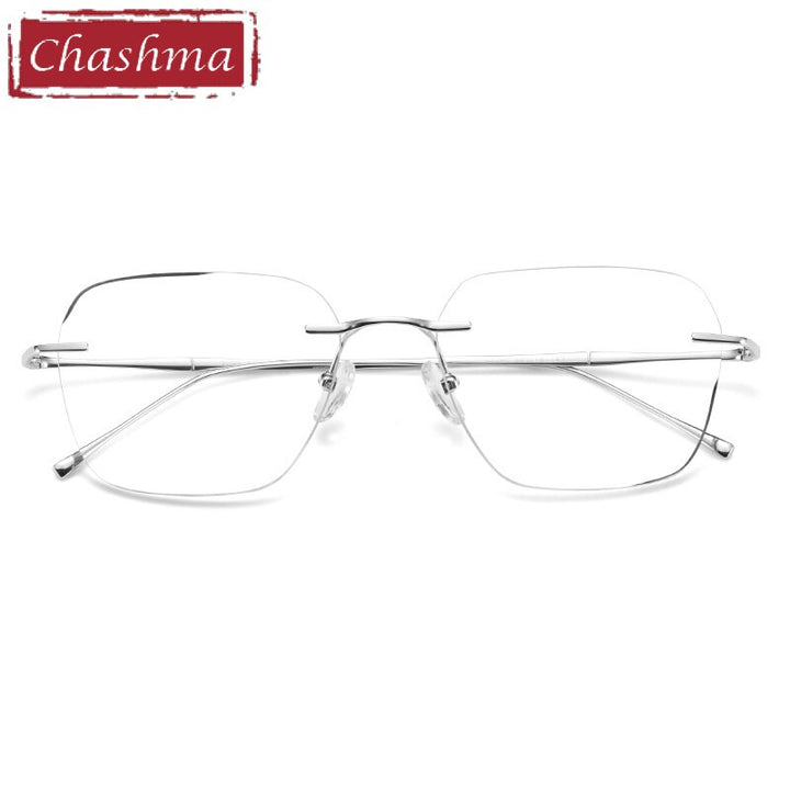 Chashma Ottica Unisex Rimless Square Oval Titanium Eyeglasses 632 Rimless Chashma Ottica   