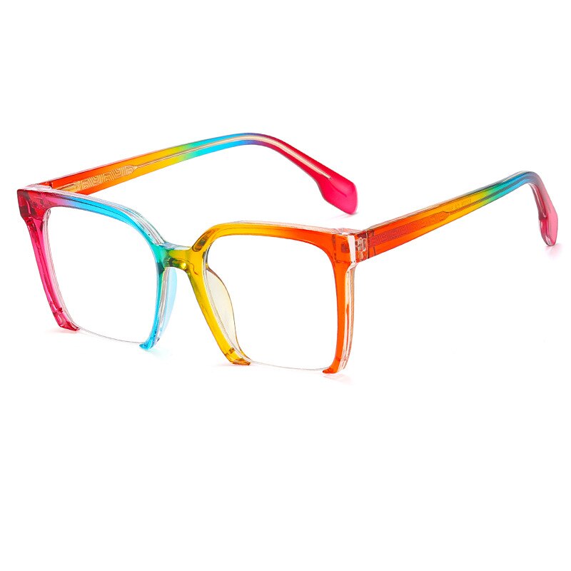 CCspace Women's Semi Rim Square Cat Eye Tr 90 Titanium Eyeglasses 55292 Semi Rim CCspace China C8rainbow 