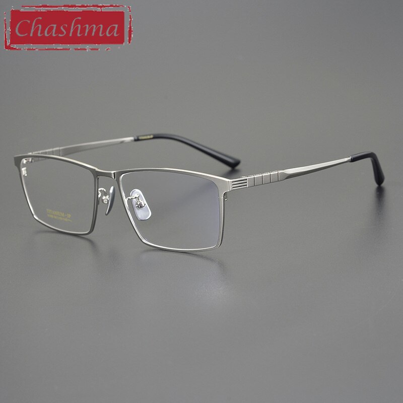 Chashma Ottica Men's Full Rim Square Titanium Eyeglasses Dj066 Full Rim Chashma Ottica Silver  