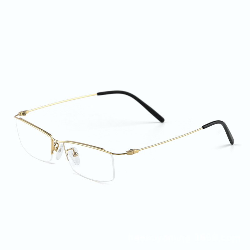 Hdcrafter Men's Semi Rim Square Titanium Eyeglasses 6688 Semi Rim Hdcrafter Eyeglasses Gold  