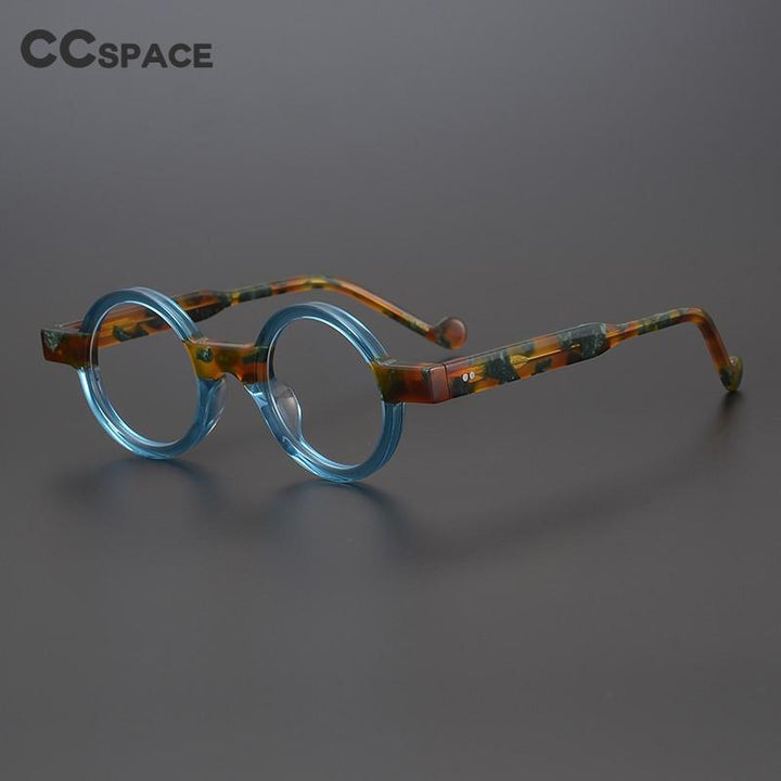 CCSpace Unisex Full Rim Round Acetate Steampunk Eyeglasses 55104 Full Rim CCspace   