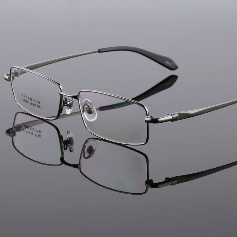 Hdcrafter Men's Full Rim Square Tr 90 Titanium Eyeglasses Lr9867 Full Rim Hdcrafter Eyeglasses Gray  