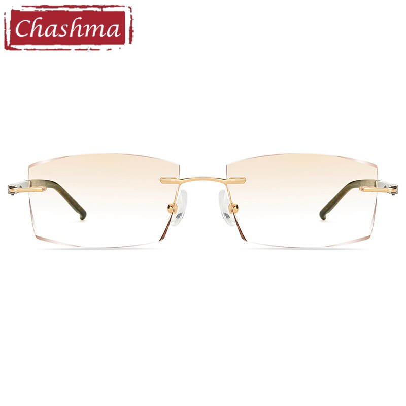 Chashma Ottica Men's Rimless Square Titainum Eyeglasses Tinted Lenses 52056 Rimless Chashma Ottica   