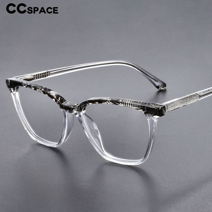 CCSpace Unisex Full Rim Square Acetate Eyeglasses 55370 Full Rim CCspace   
