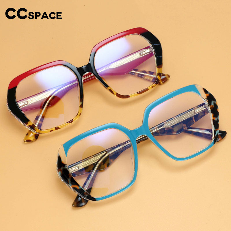 CCspace Women's Full Rim Irregular Square Tr 90 Titanium Eyeglasses 55340 Full Rim CCspace   