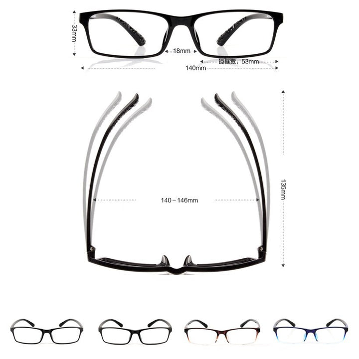 Cubojue Unisex Full Rim Small Square Tr 90 Titanium Hyperopic Reading Glasses Reading Glasses Cubojue   
