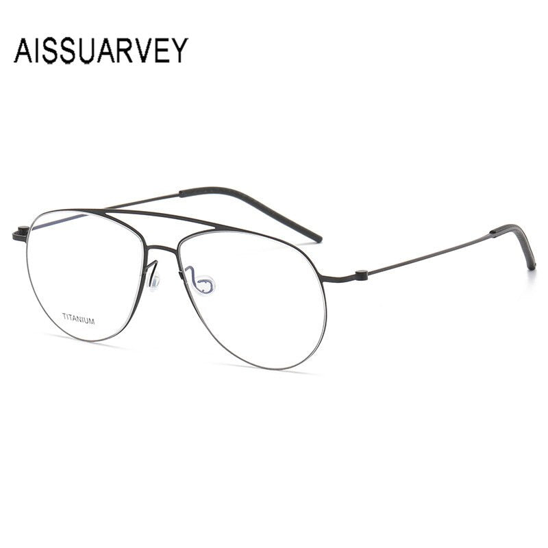 Aissuarvey Men's Full Rim Round Double Bridge Titanium Eyeglasses 554615 Full Rim Aissuarvey Eyeglasses   
