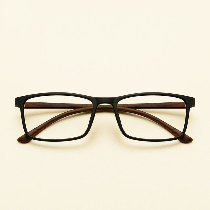 KatKani Unisex Full Rim Small Square Tr 90 Eyeglasses 6642 Full Rim KatKani Eyeglasses Black Wood  
