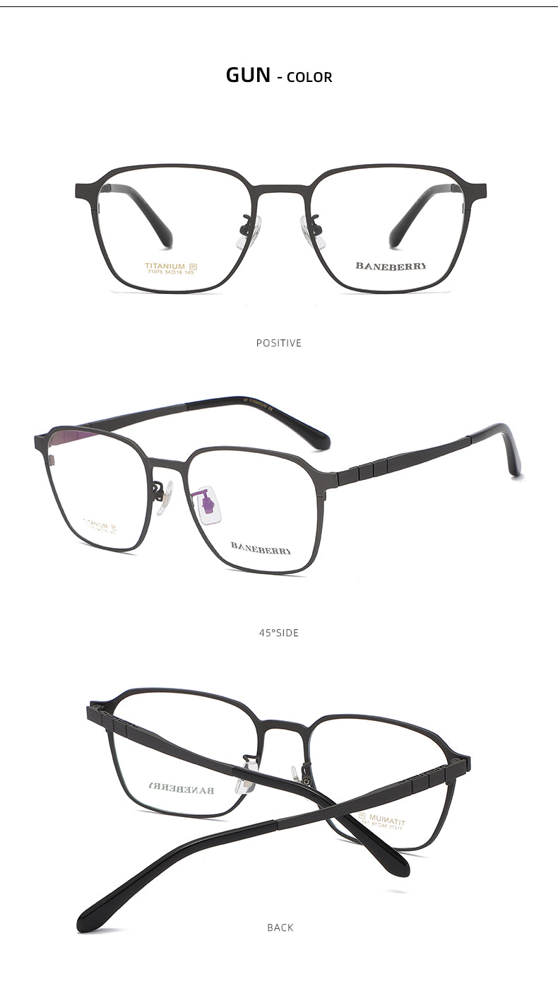 Reven Jate Unisex Full Rim Square Titanium Frame Eyeglasses 71075 Full Rim Reven Jate   
