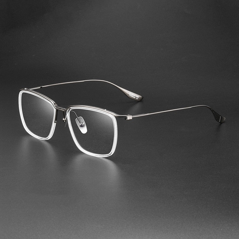 Yimaruli Men's Full Rim Big Square Titanium Eyeglasses Dt106 Full Rim Yimaruili Eyeglasses Transparent Gun  