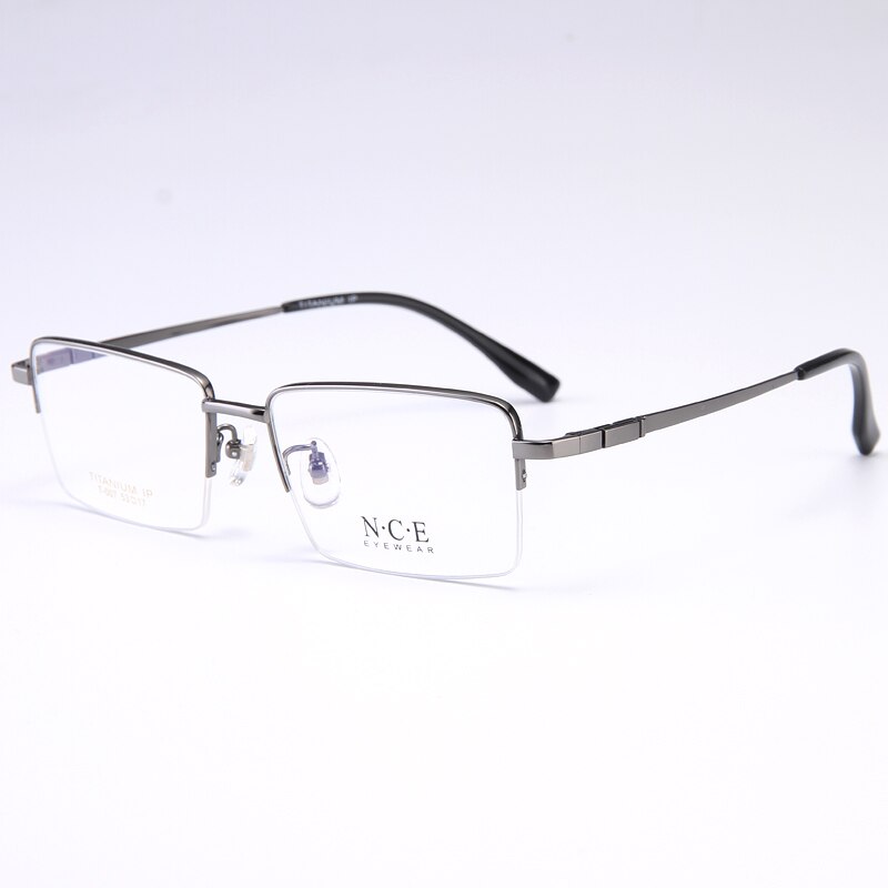 Zirosat Men's Semi Rim Square Titanium Eyeglasses T007 Semi Rim Zirosat grey  
