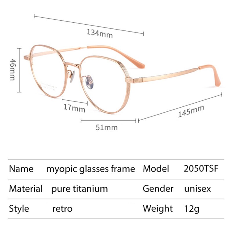 Handoer Men's Full Rim Round Square Titanium Eyeglasses 2050tsf Full Rim Handoer   