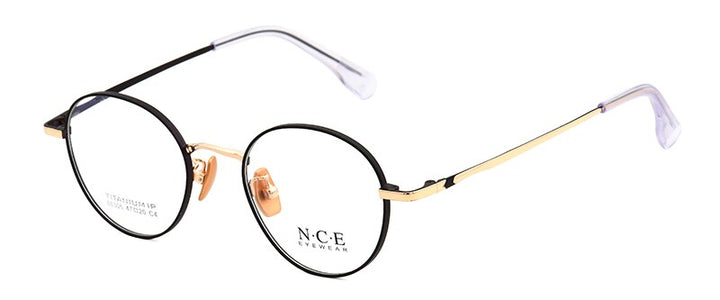 Bclear Unisex Eyeglasses Titanium Round Full Rim Sc88305 Full Rim Bclear black gold  