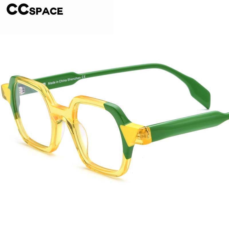 CCSpace Unisex Full Rim Irregular Square Acetate Eyeglasses 54706 Full Rim CCspace   