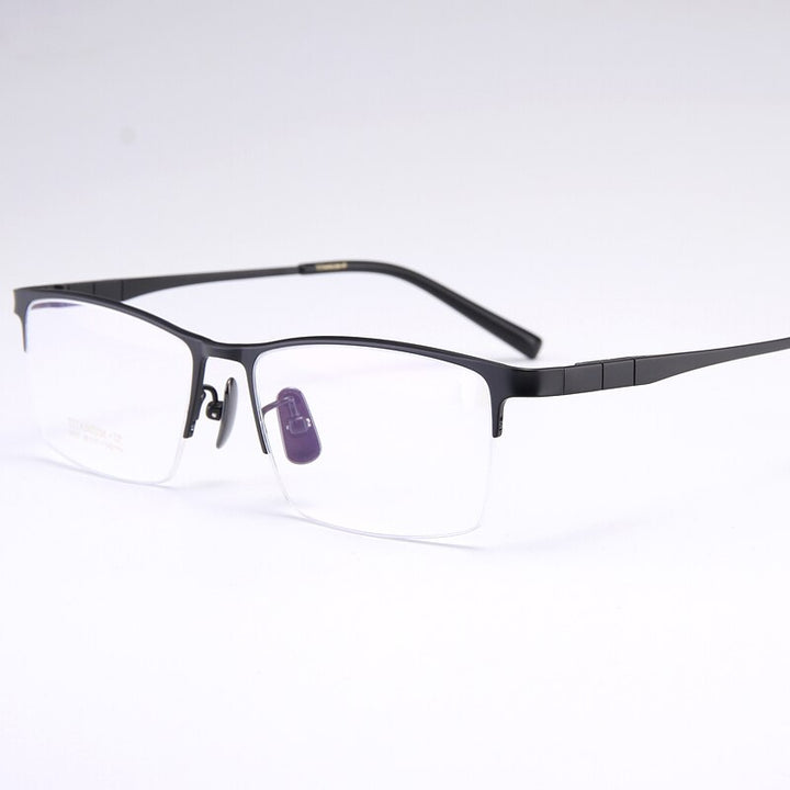 Bclear Men's Full Rim Square Titanium Eyeglasses My91077 Full Rim Bclear Matte Black  